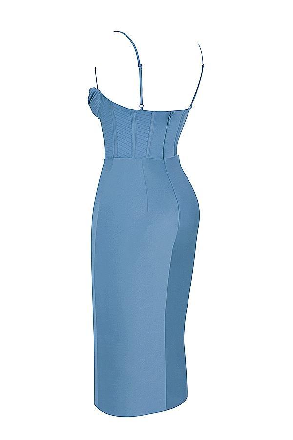 Myrna Aegean Blue Corset Midi Dress Product Image
