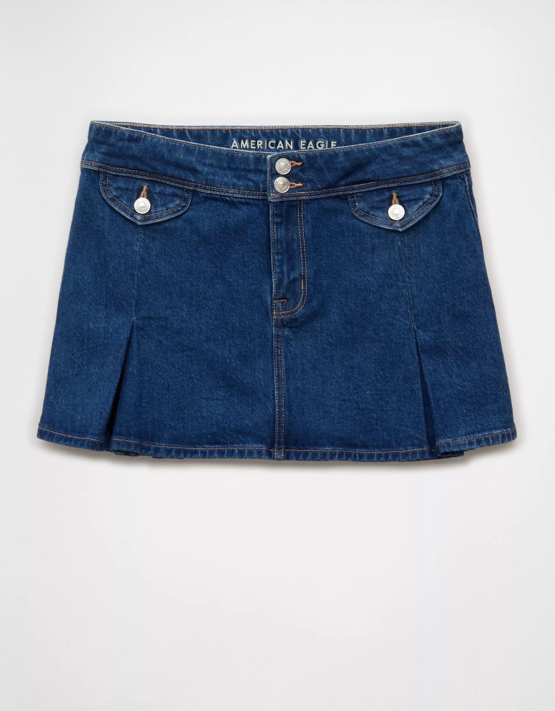 AE Stretch Low-Rise A-Line Pleated Mini Skirt Product Image