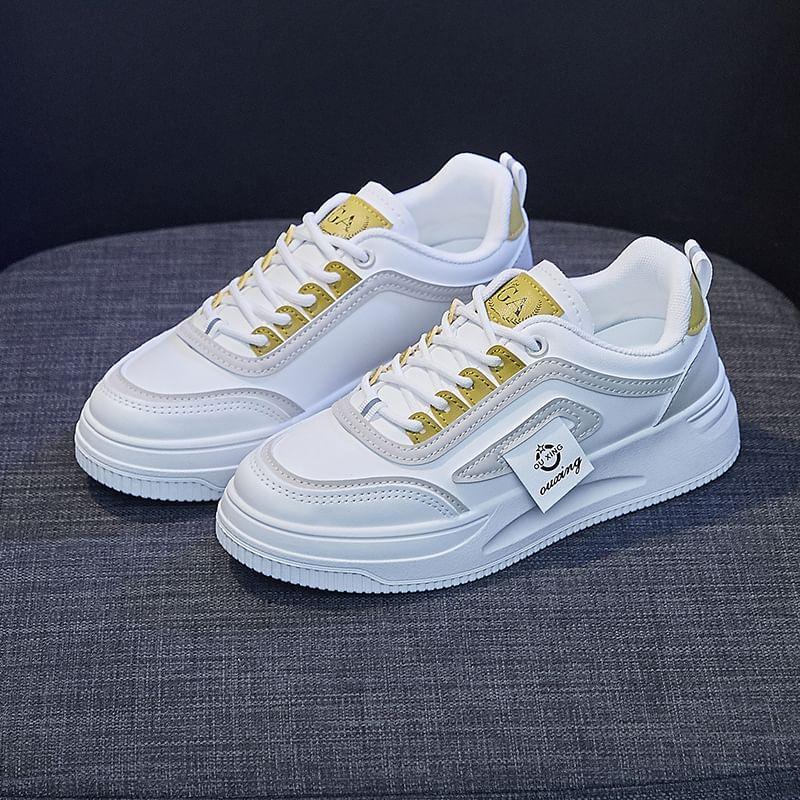 Applique Lace-Up Platform Sneakers Product Image