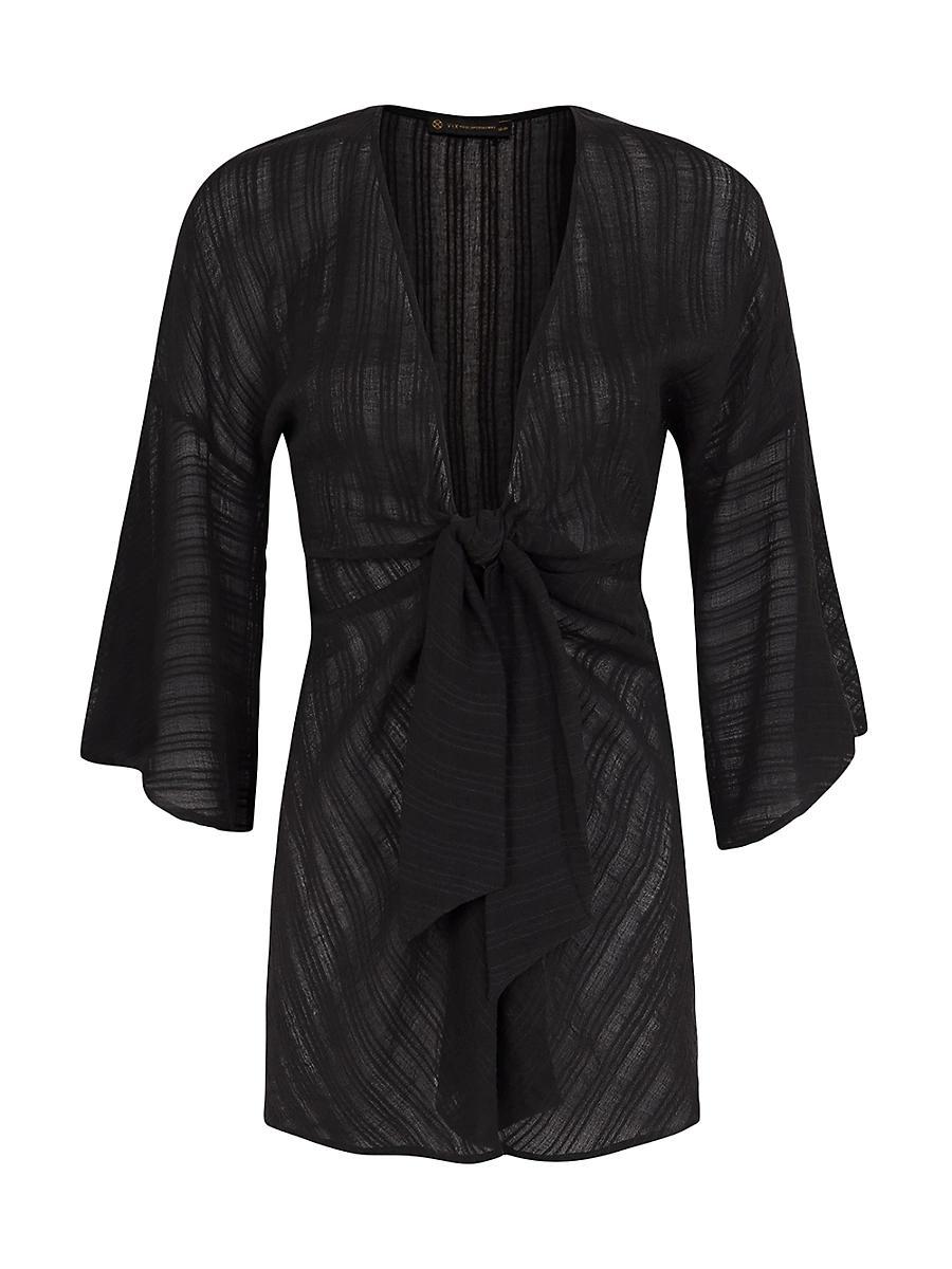 Womens Mesh Knotted Cover-Up Minidress Product Image