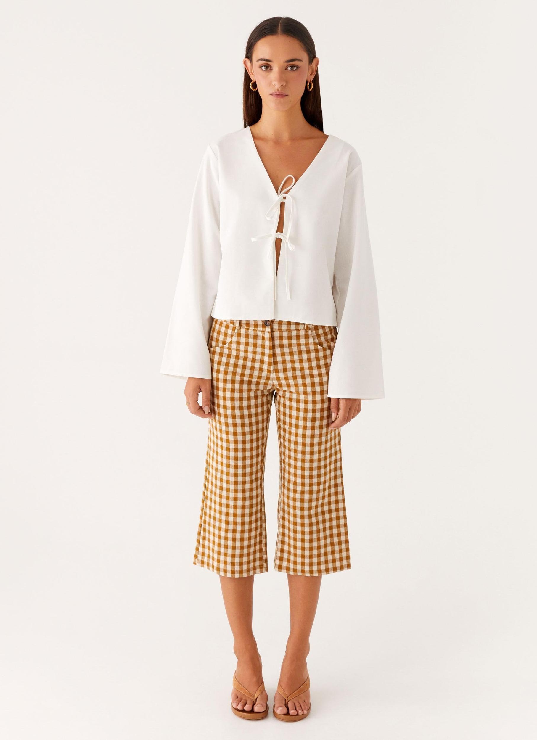 Isabelle Tie Front Top - White Product Image