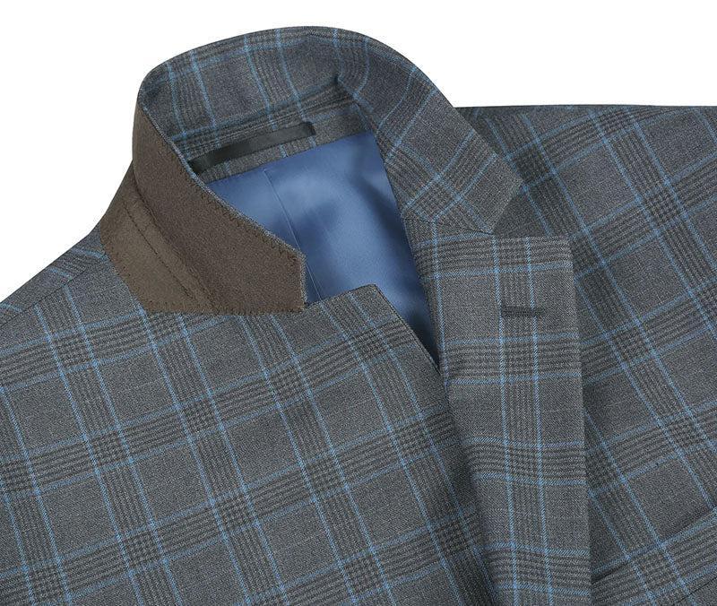 Lozano Collection - Men's 2 Piece Regular Fit Gray Windowpane Suit Male Product Image