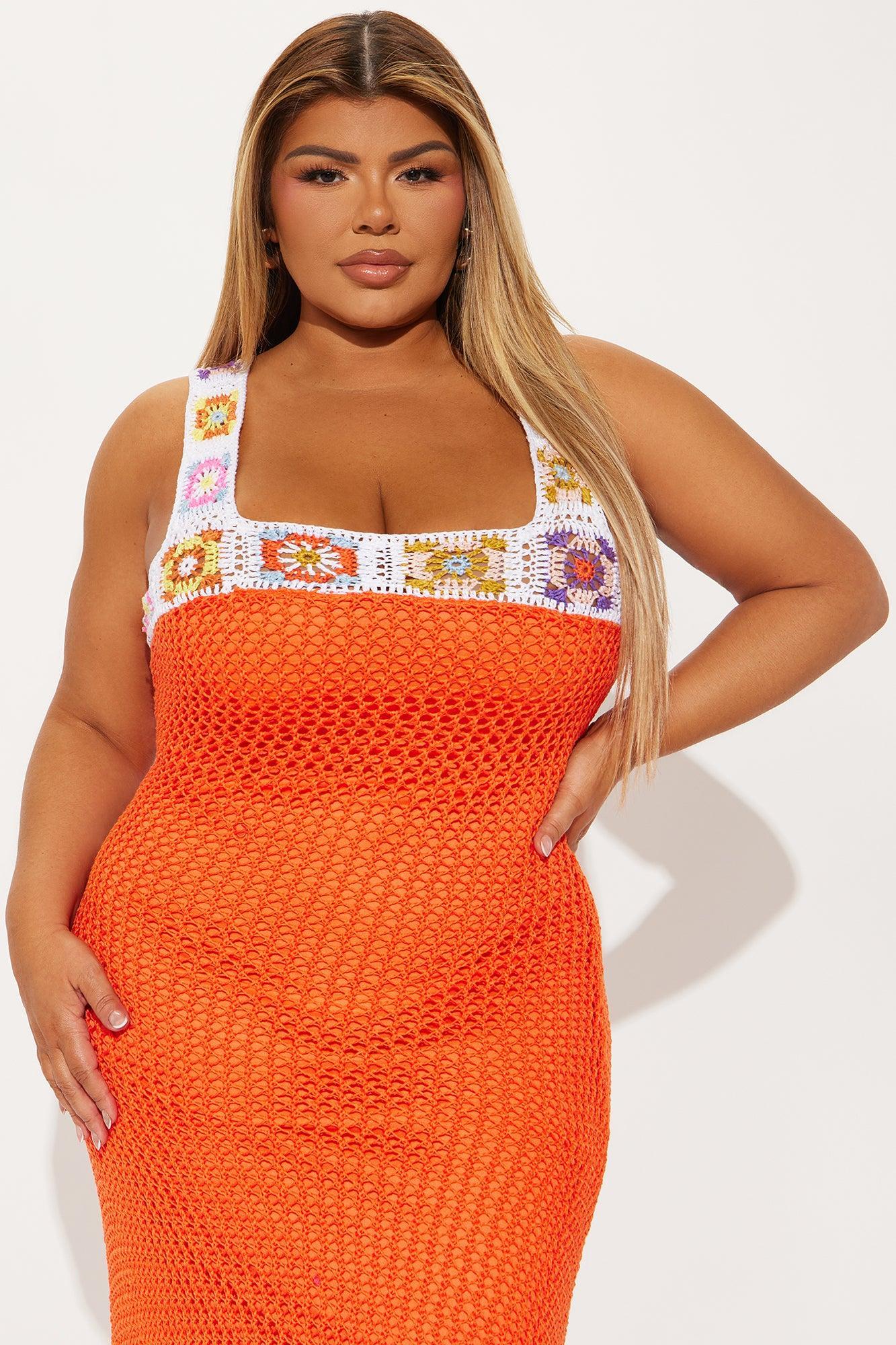 Bali Crochet Maxi Dress - Orange Product Image