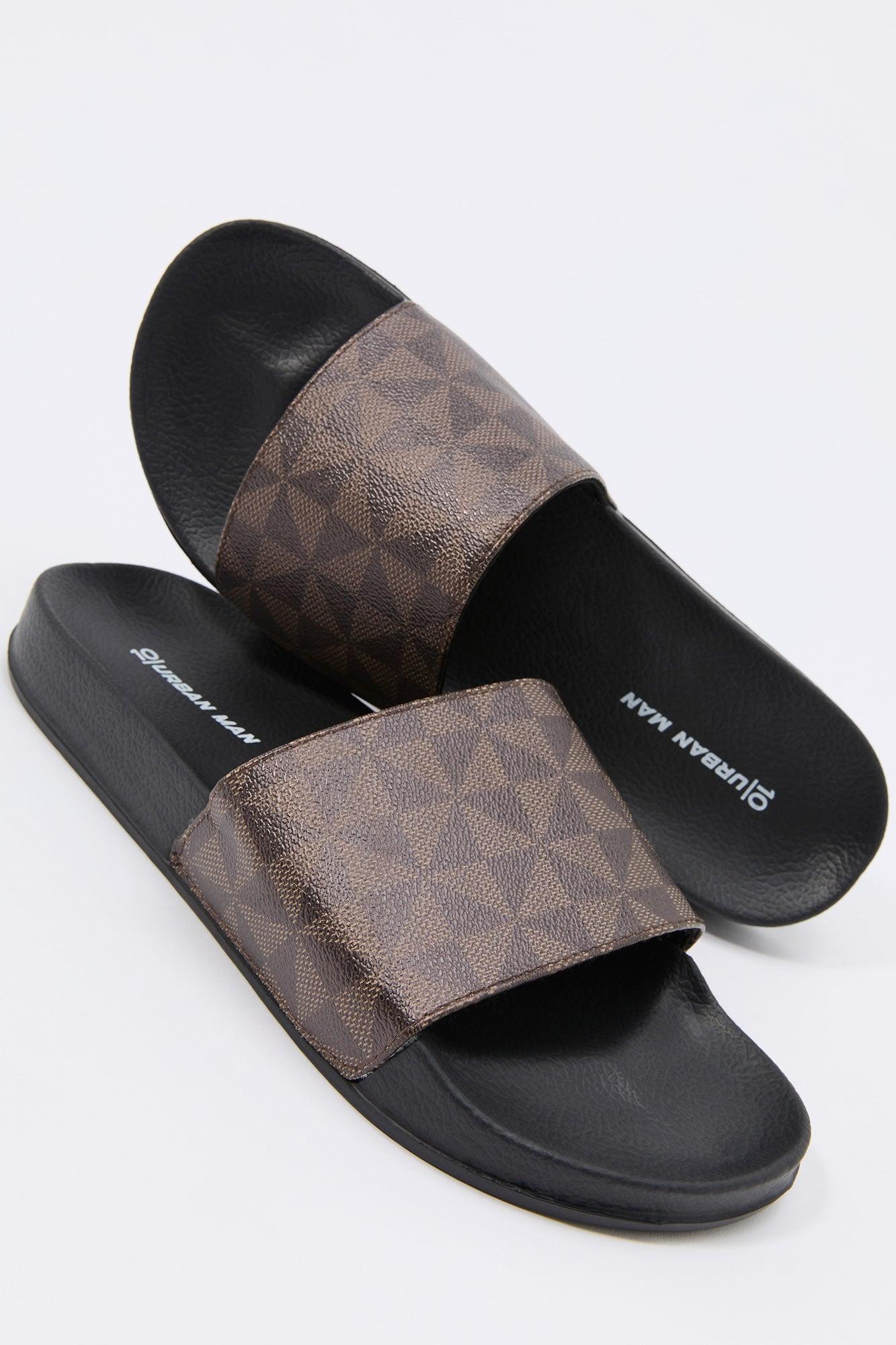 Faux Leather Status Print Slide Male Product Image