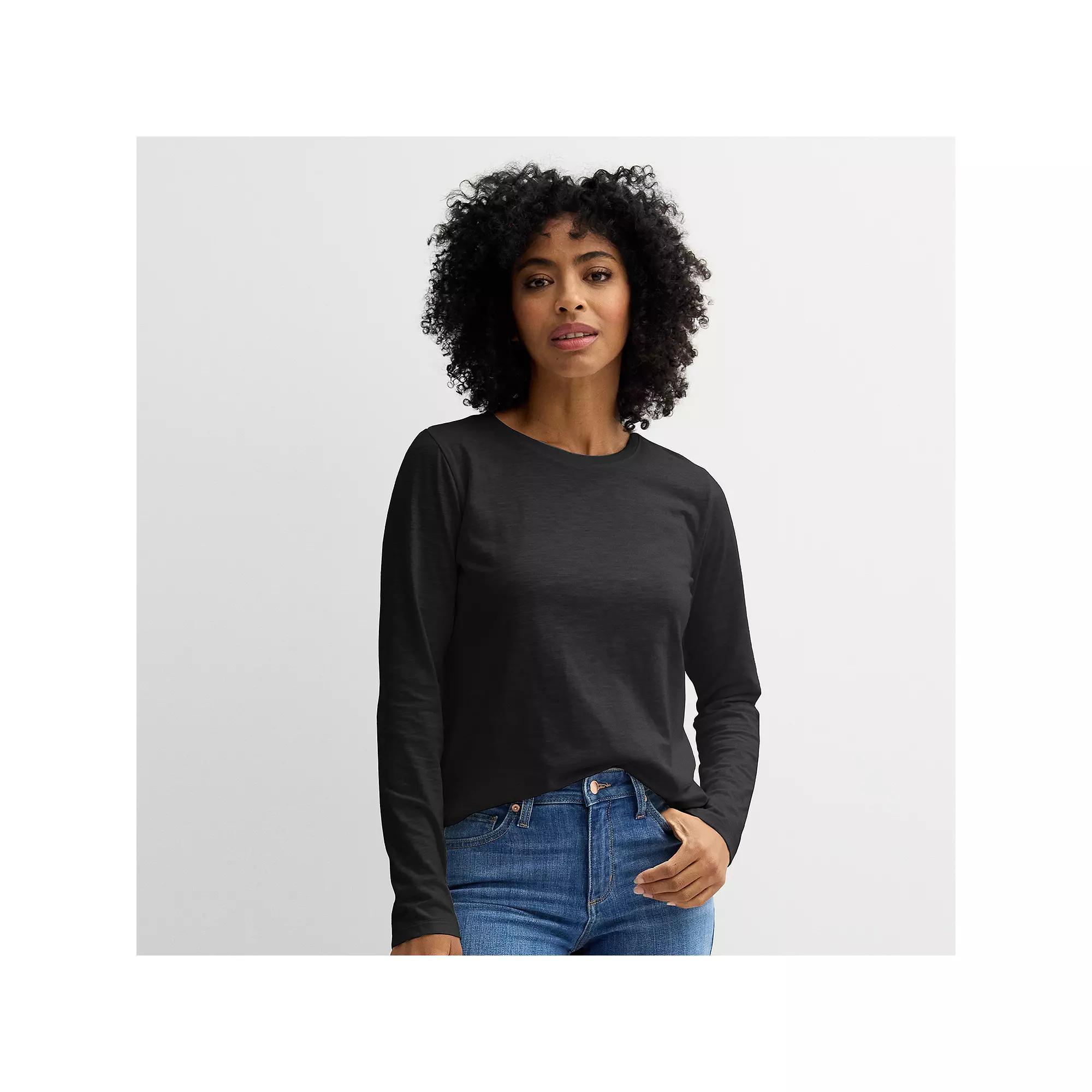 Women's Sonoma Goods For Life® Everyday Long Sleeve Crewneck Tee, Size: XS, Blue Beauty Product Image