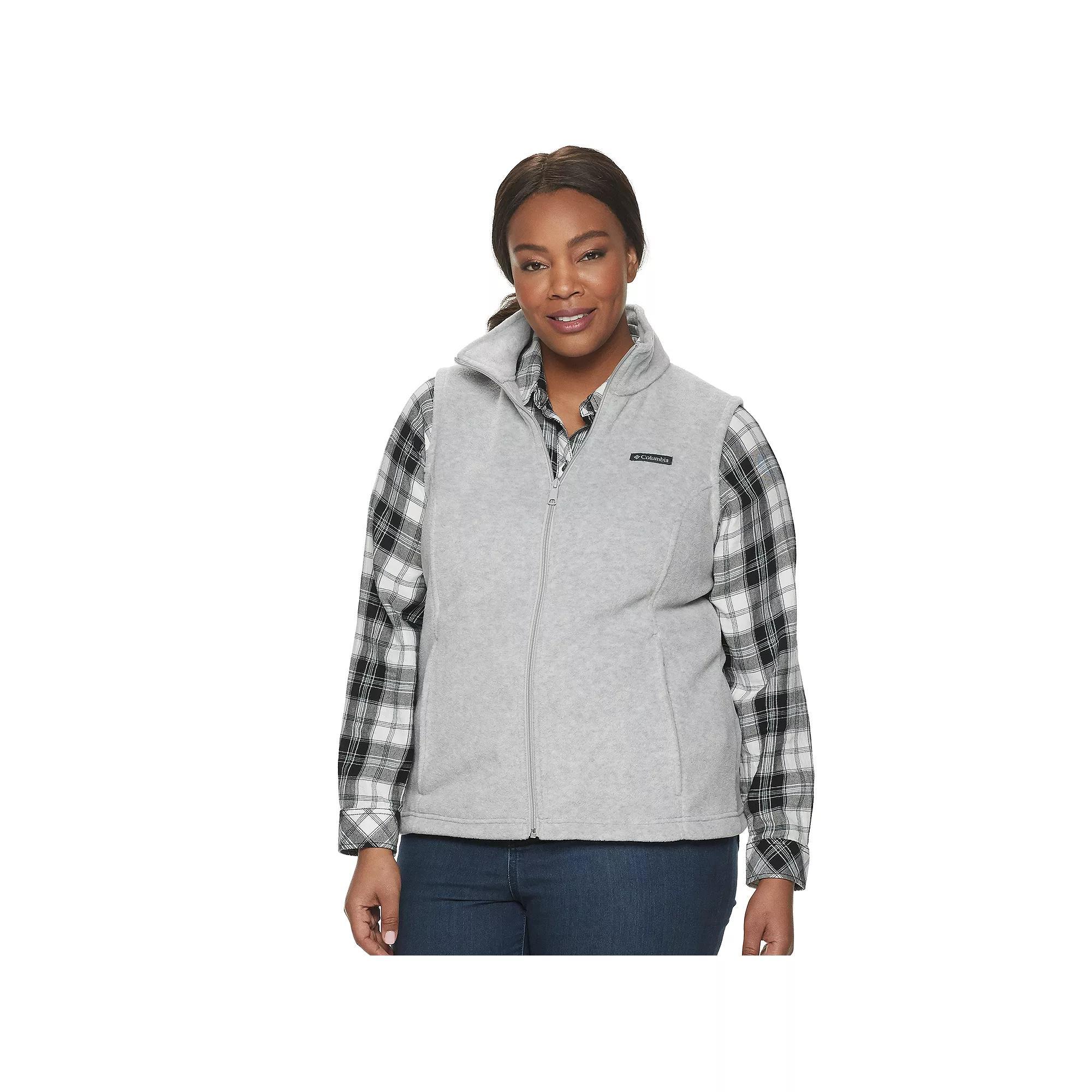 Plus Size Columbia Benton Springs Fleece Vest, Womens Cirrus Gray Grey Product Image