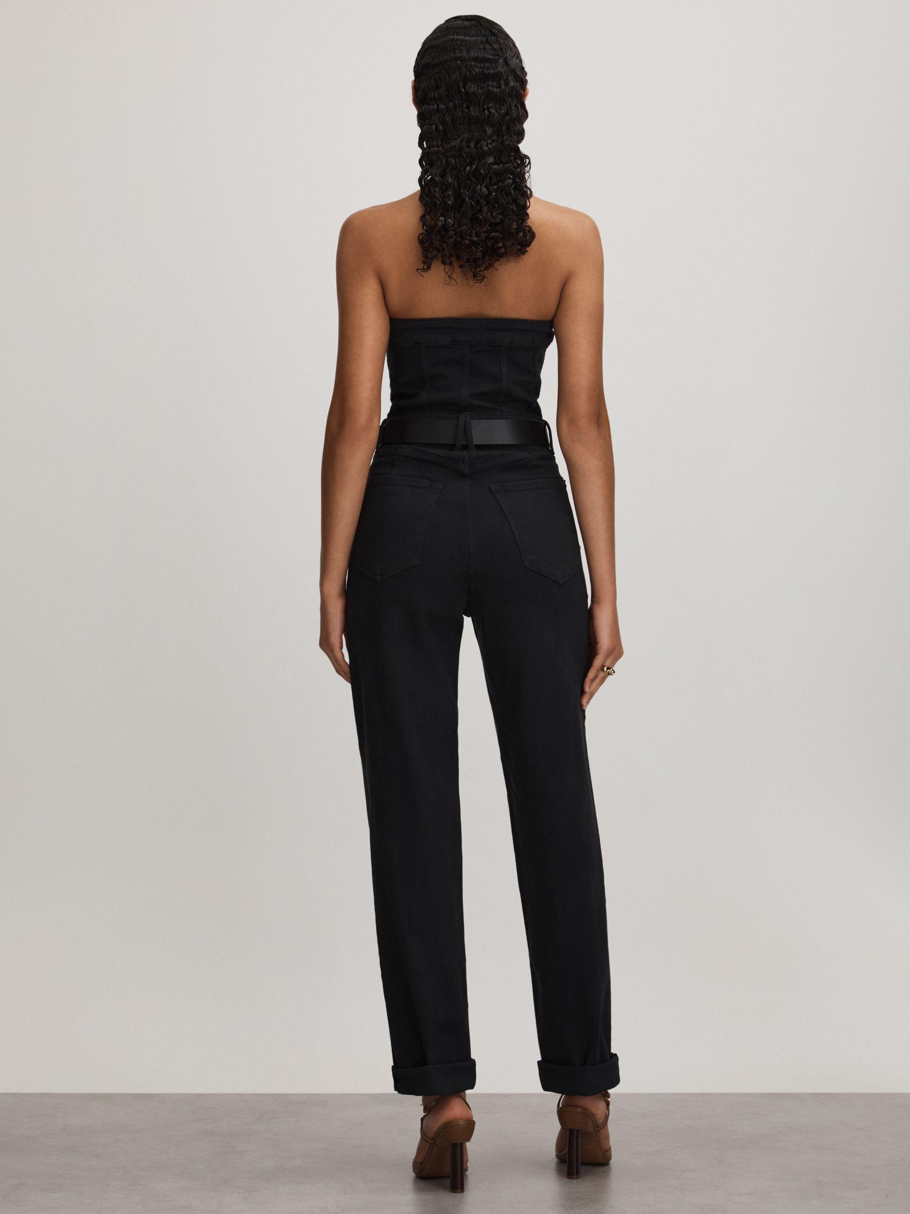 Good American Strapless Denim Jumpsuit in Black Product Image