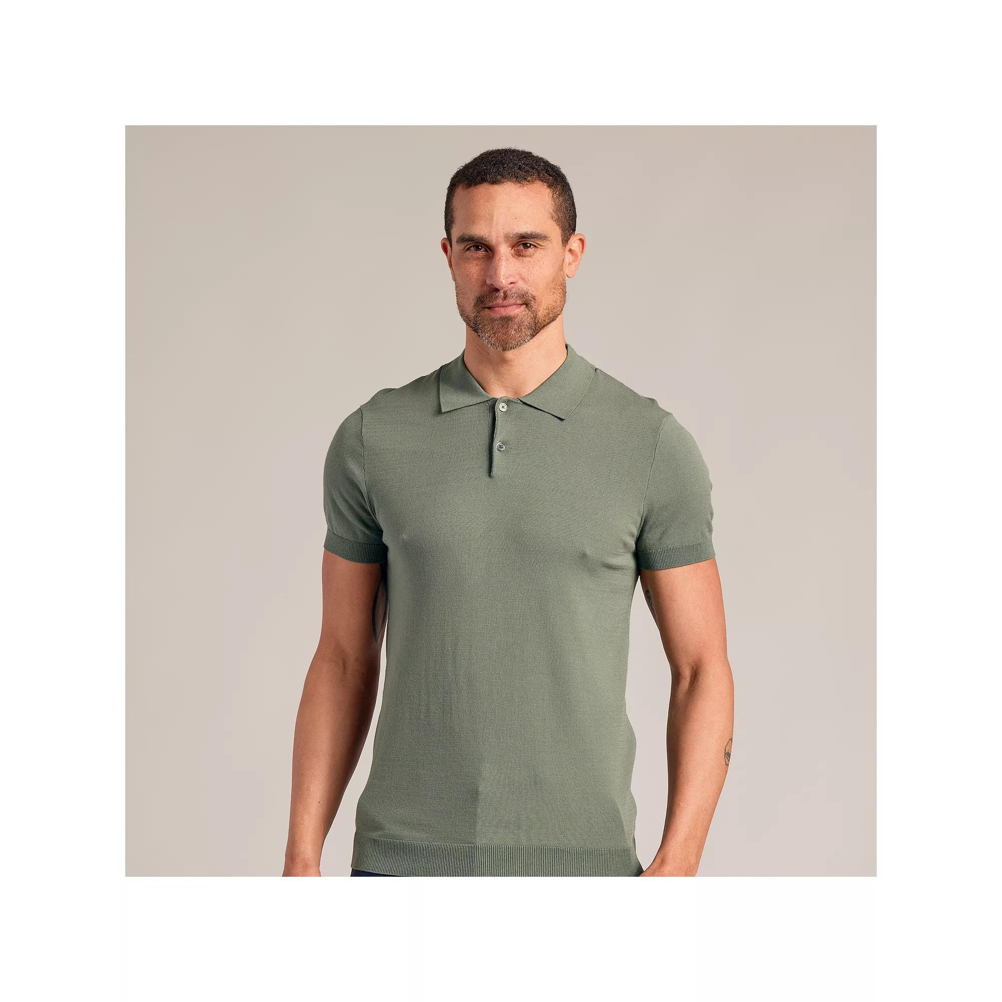 Men's True Classic Stretch Short Sleeve Sweater Polo, Size: Large, Moss Green Product Image