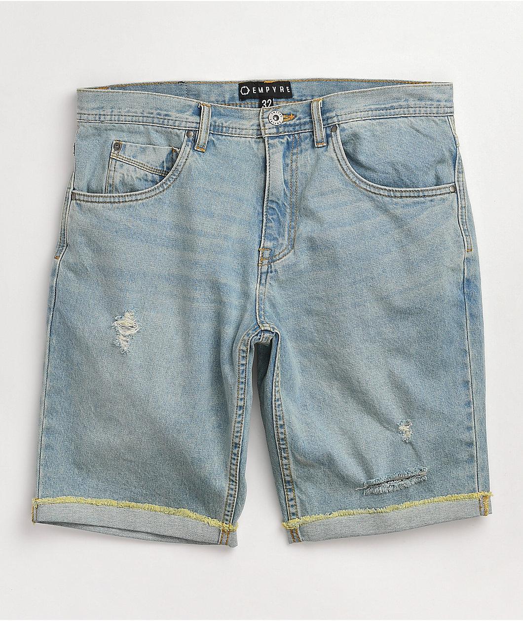 Empyre State Destroyed Denim Shorts Product Image