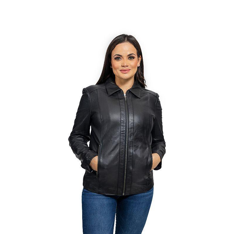 Plus Size Whet Blu Patricia Slim Fit Leather Jacket, Women's, Size: 4XL, Black Product Image