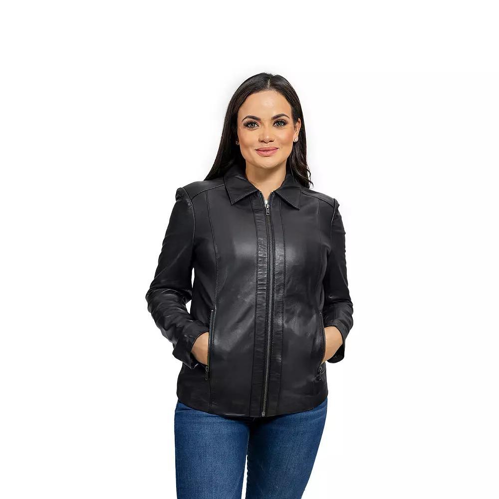 Plus Size Whet Blu Patricia Slim Fit Leather Jacket, Women's, Size: 4XL, Black Product Image