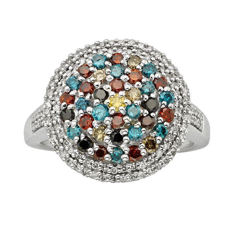 Jewelexcess Sterling Silver 1-ct. T.W. Diamond Dome Ring, Women's, Size: 8, Multicolor Product Image