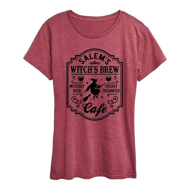 Women's Salems Witchs Brew Cafe Halloween Tee, Girl's, Size: Medium, Dark Red Product Image