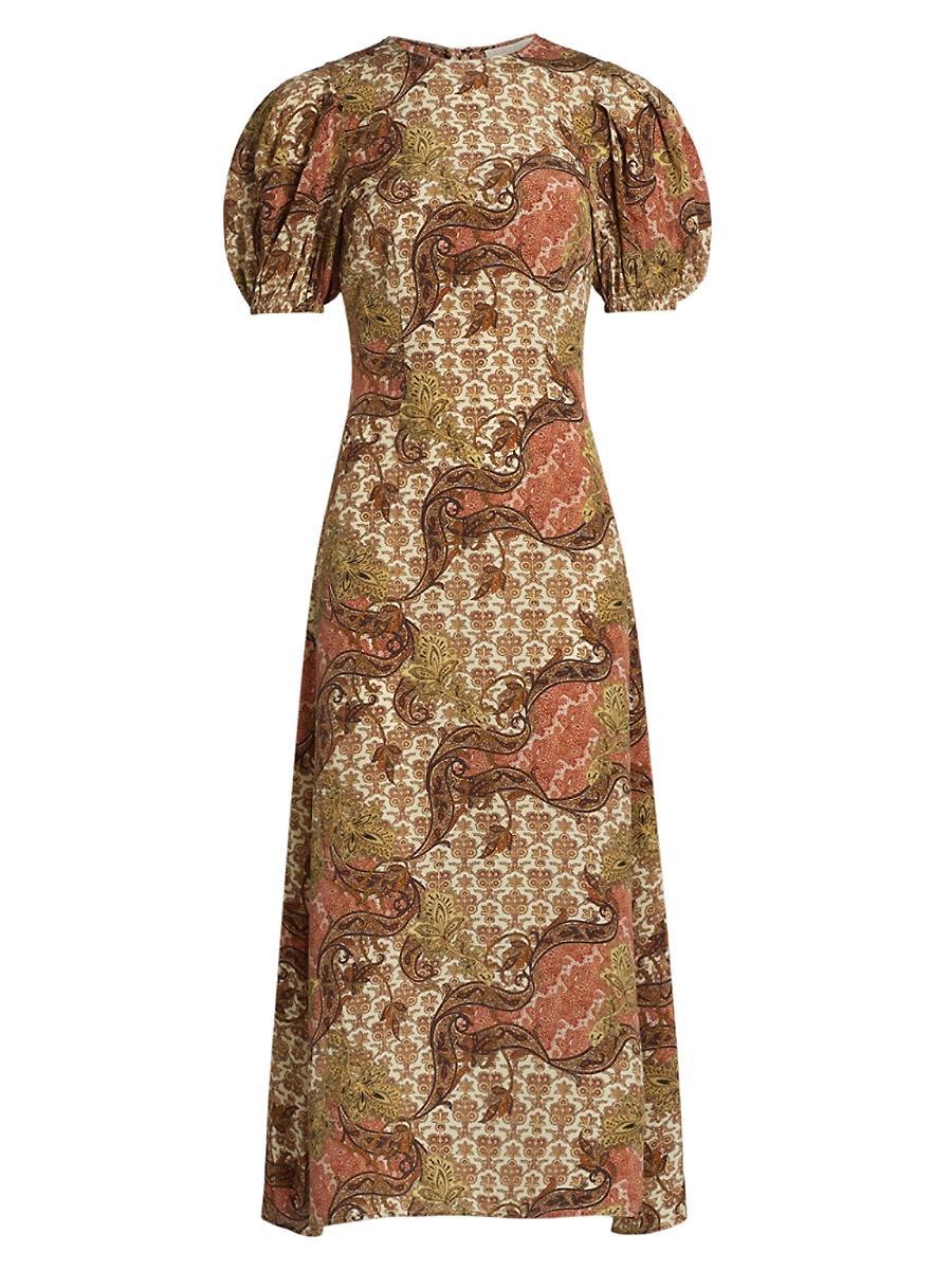 Womens Calais Baroque Silk Midi-Dress Product Image