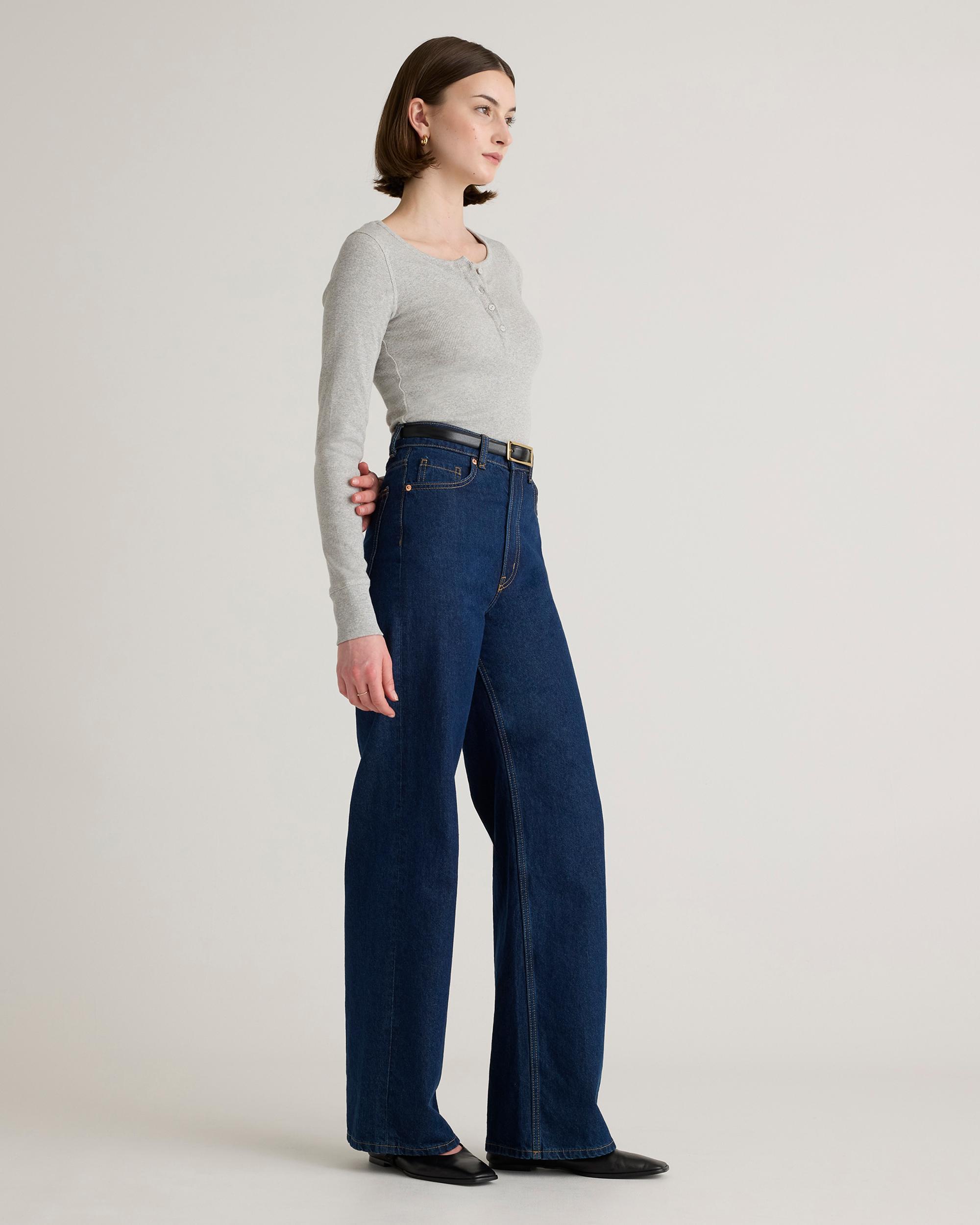 Quince | Women's Micro-Rib Henley Long Sleeve T-Shirt Organic Cotton Product Image