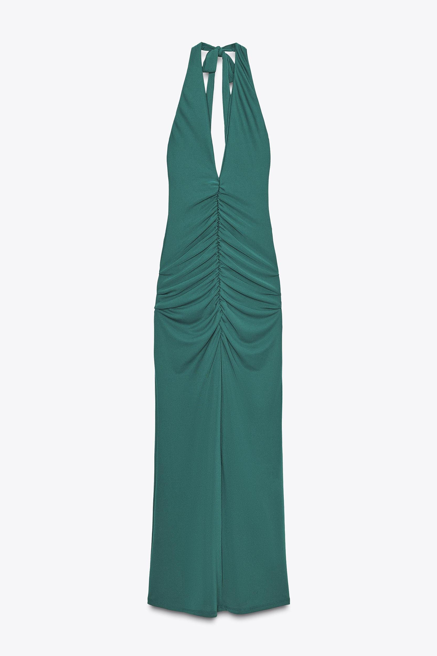 RUCHED HALTER MAXI DRESS Product Image