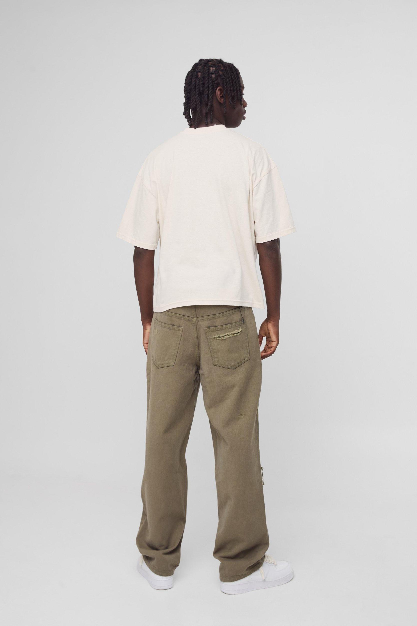 Relaxed Rigid Cross Applique Denim Jeans | boohooMAN USA Product Image