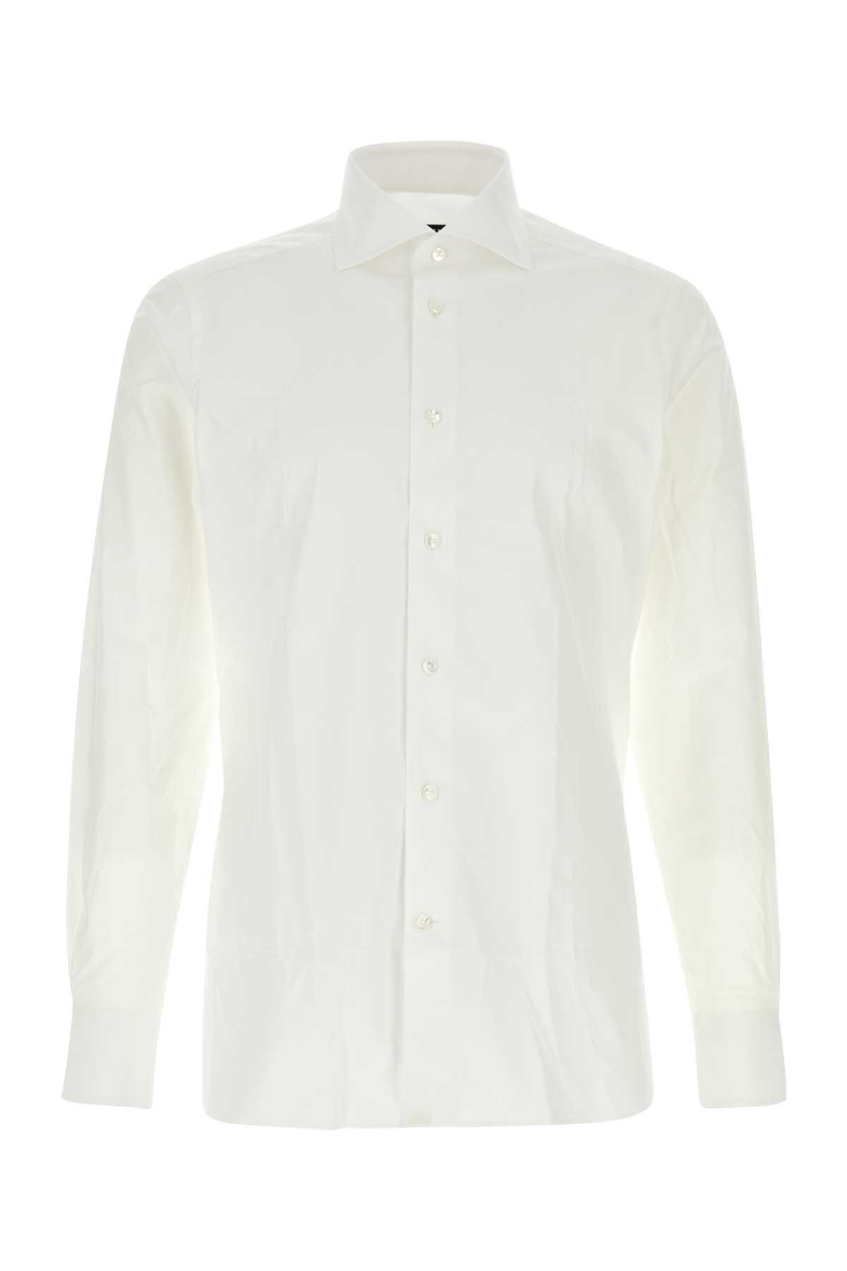 ZEGNA White Stretch Poplin Shirt Product Image