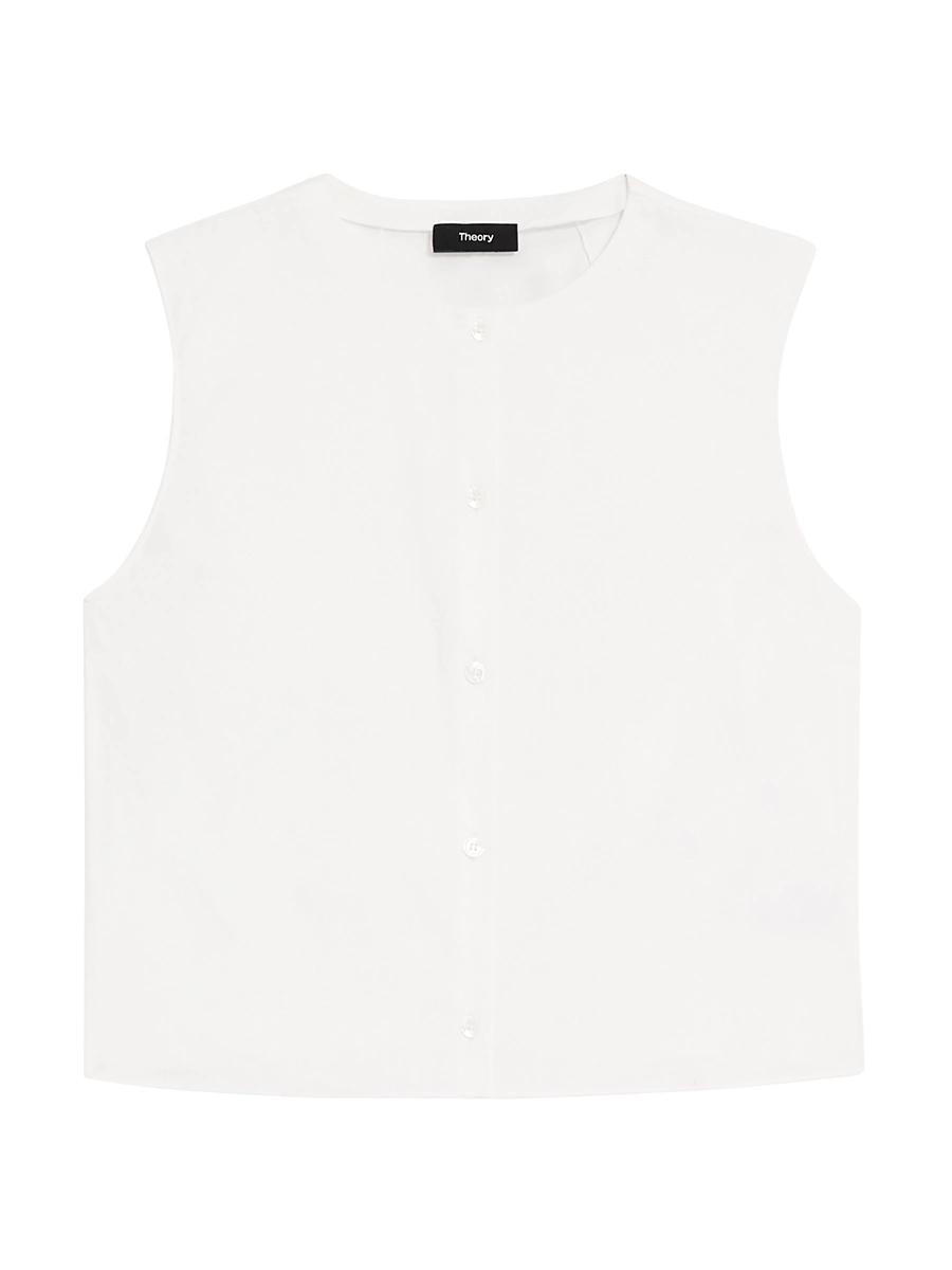 Womens Sleeveless Cotton-Blend Crop Shell Top Product Image