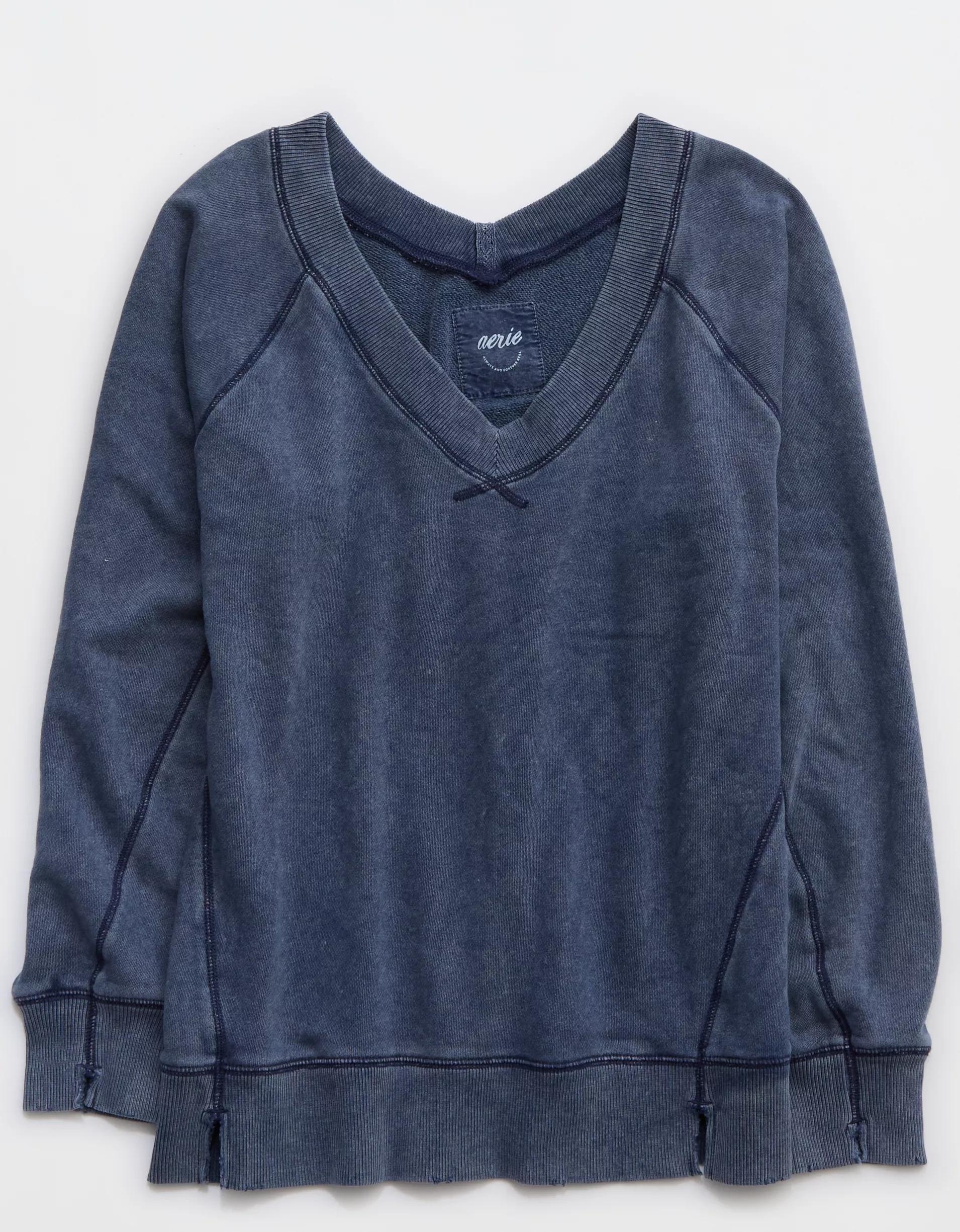Aerie Downtime V-Neck Sweatshirt Product Image