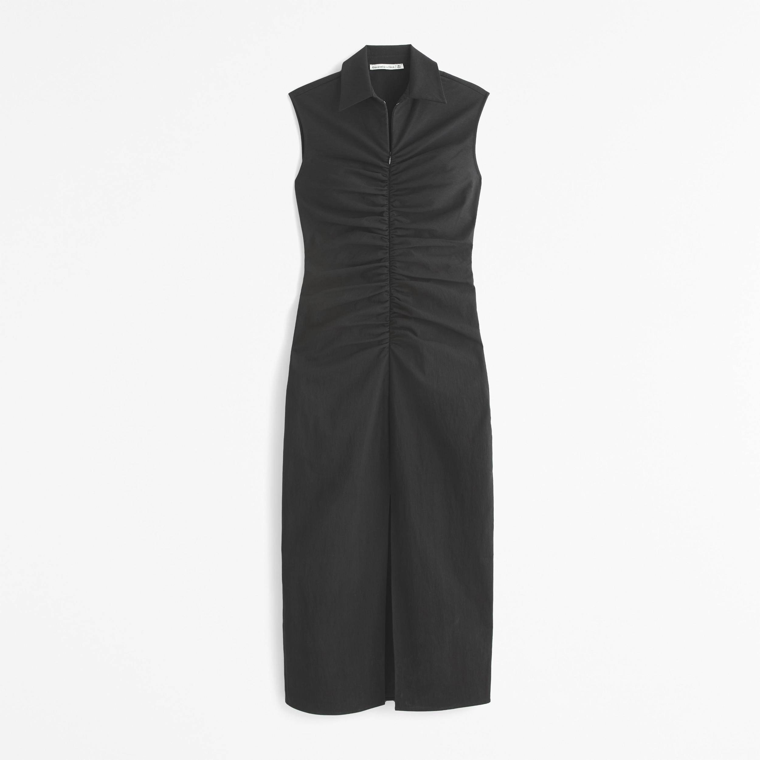 Collared Zip-Up Midi Dress Product Image