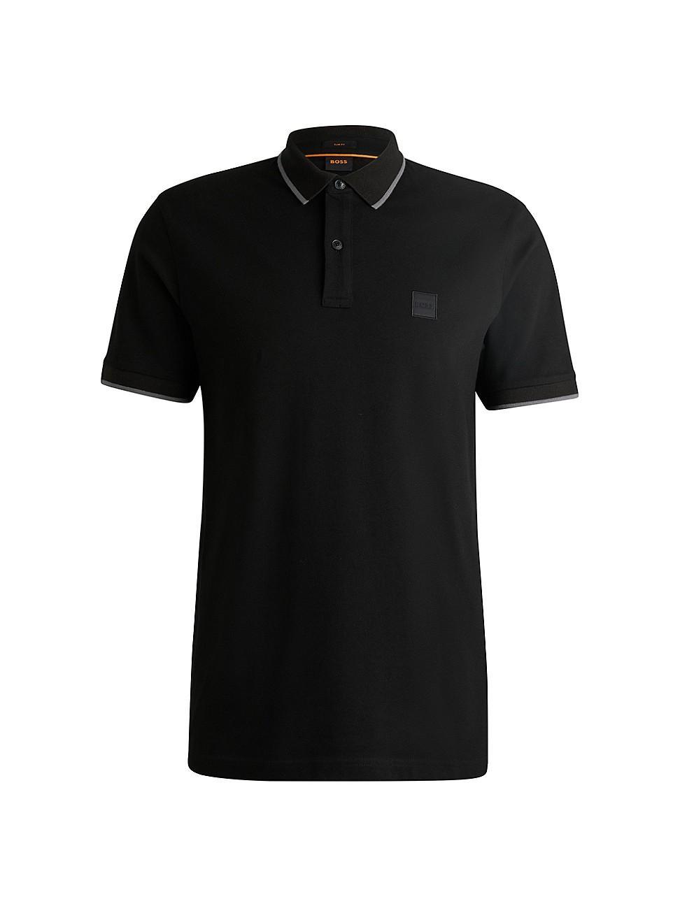 Mens Slim-Fit Polo Shirt in Washed Stretch-Cotton Pique Product Image