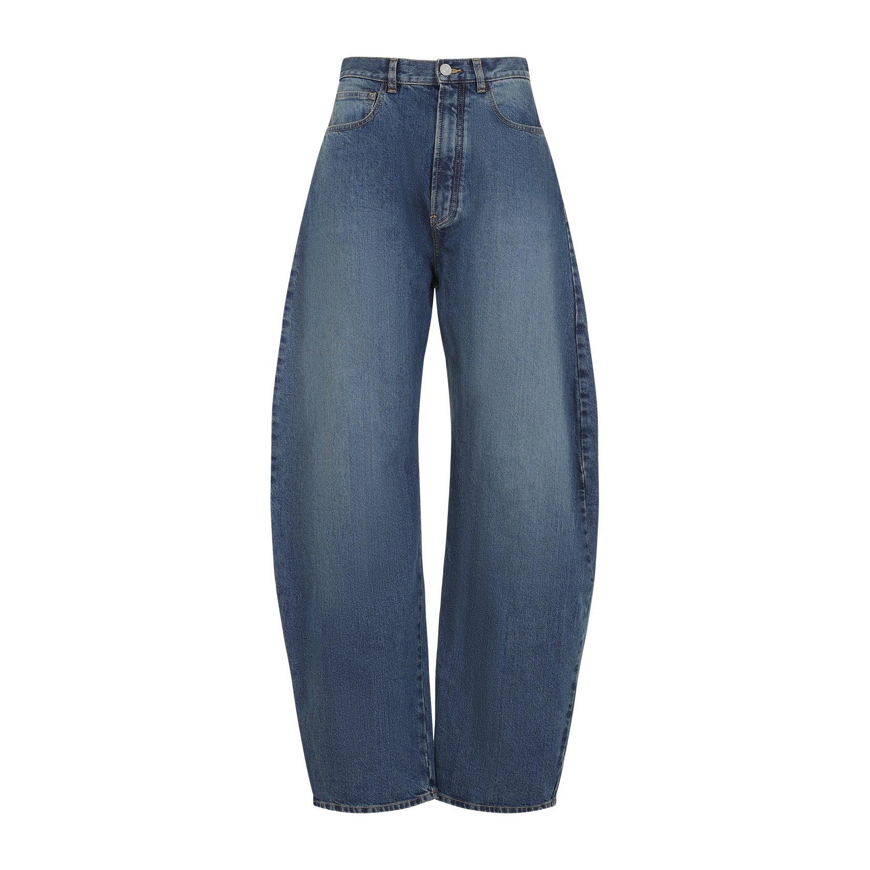 ALAÏA Barrel Leg Jeans In Blue Product Image
