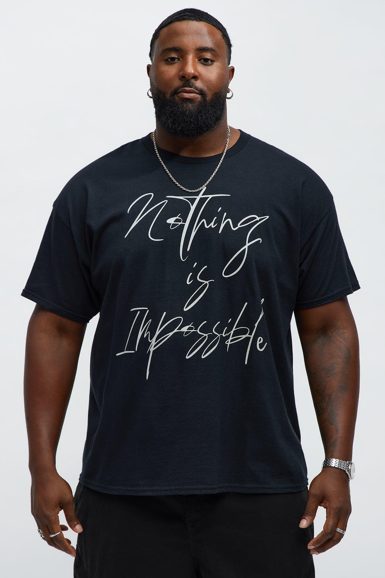 Nothing Is Impossible Oversized Short Sleeve Tee - Black Product Image
