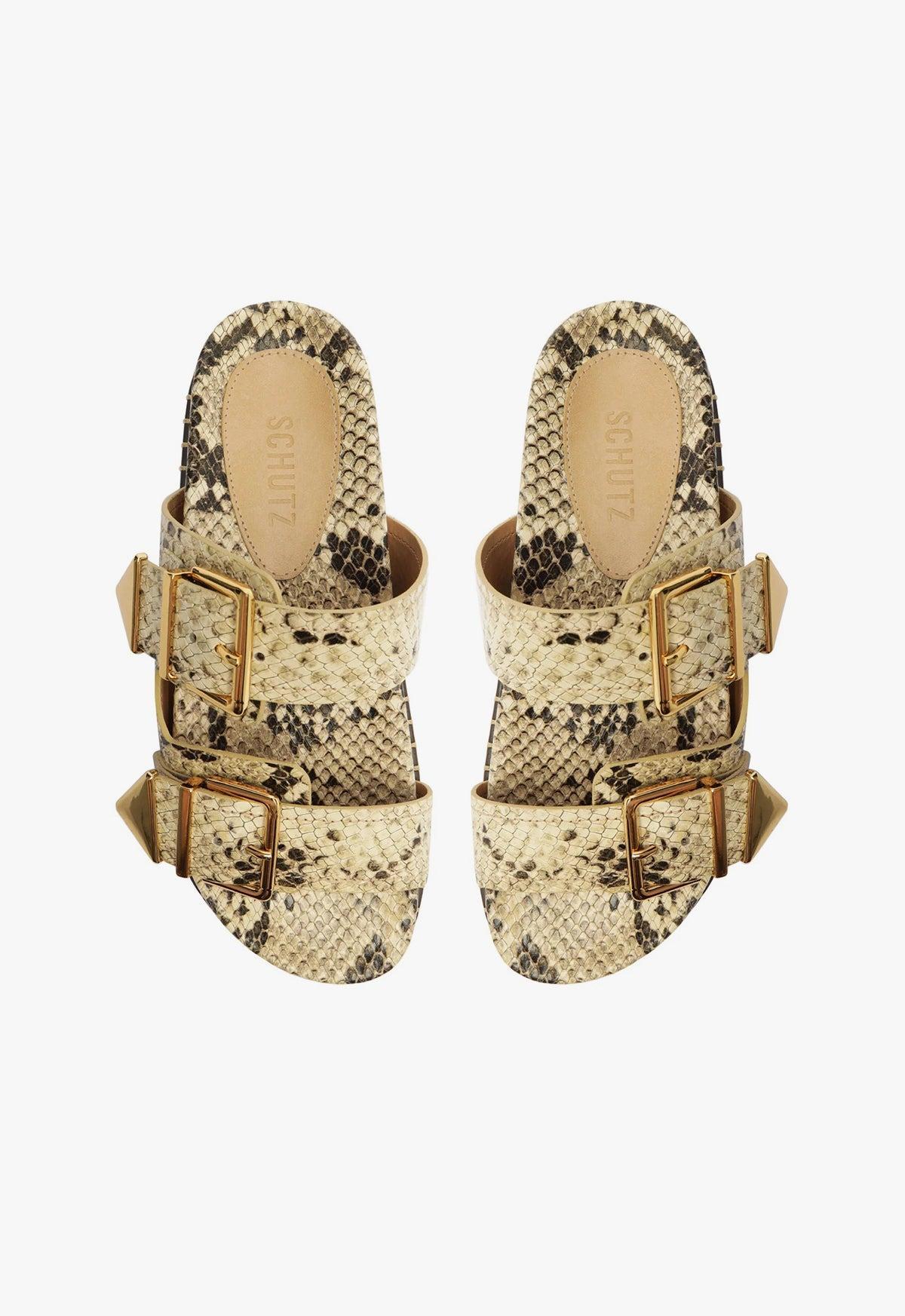 Naomi Sporty Snake-Embossed Leather Sandal Product Image