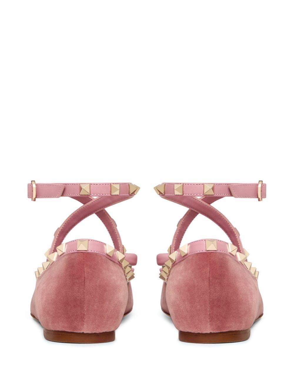 VALENTINO GARAVANI Rockstud Velvet Ballerina Woman Lip 38.5 Product Image