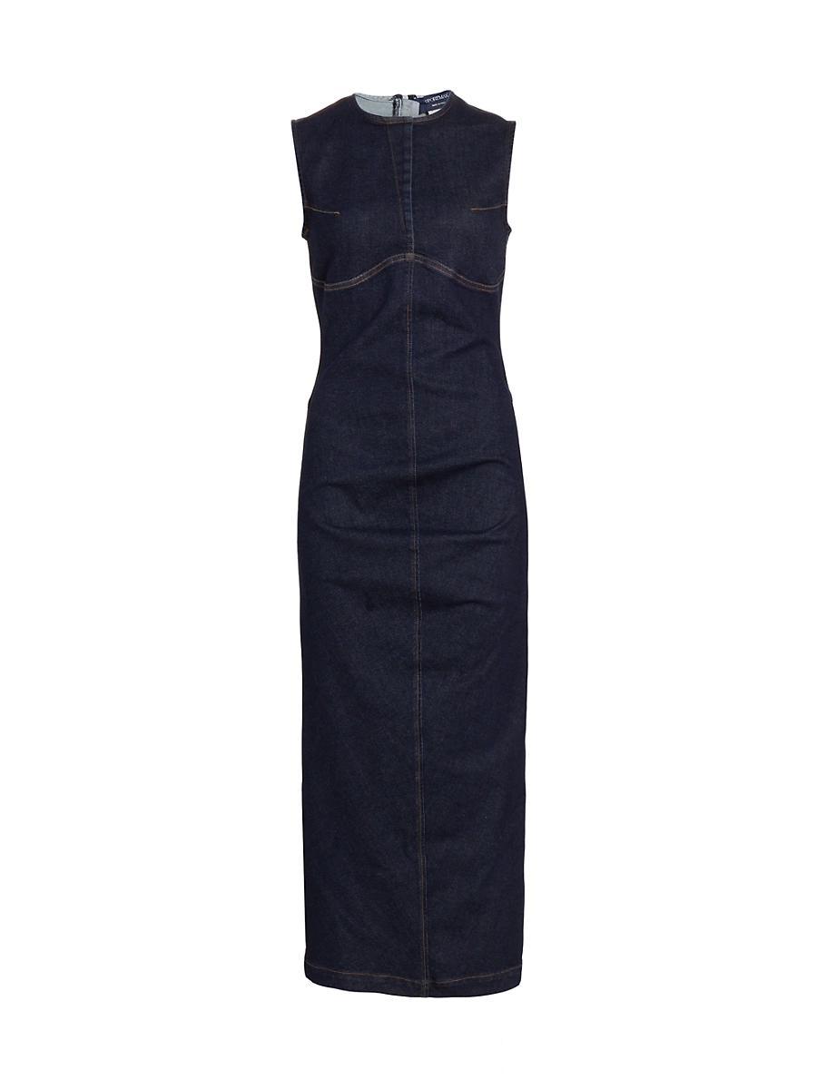Womens Geranio Stretch-Denim Sleeveless Column Midi-Dress Product Image