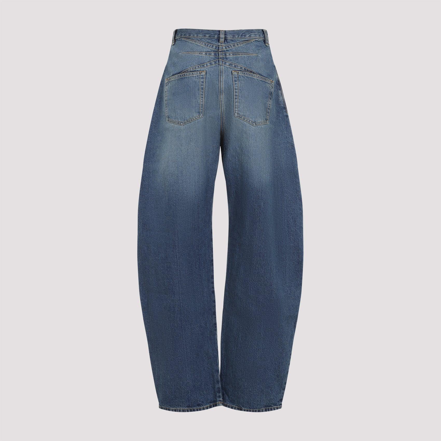 ALAÏA Barrel Leg Jeans In Blue Product Image