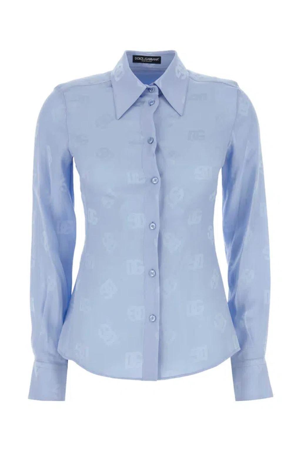 DOLCE & GABBANA Light Blue Silk Shirt Product Image