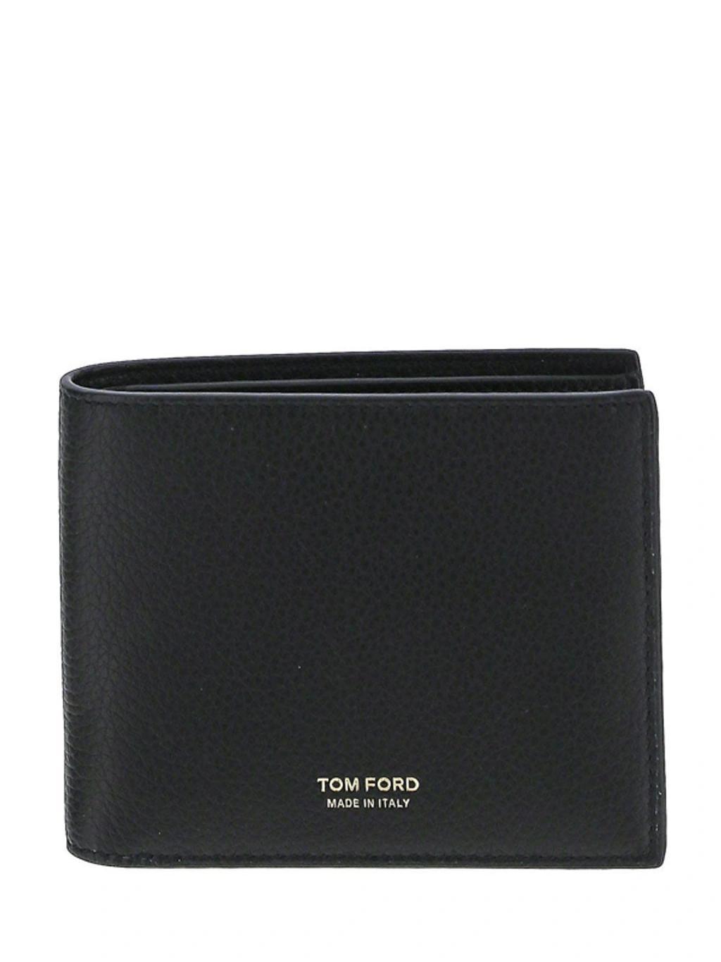 TOM FORD T Line Logo Printed Bifold Wallet In Black Product Image