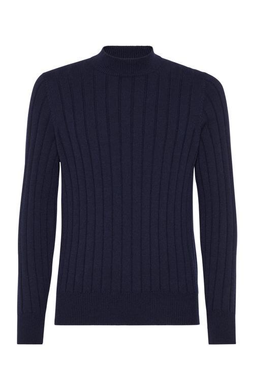 BRUNELLO CUCINELLI Ribbed Turtleneck Jumper In Blue Product Image