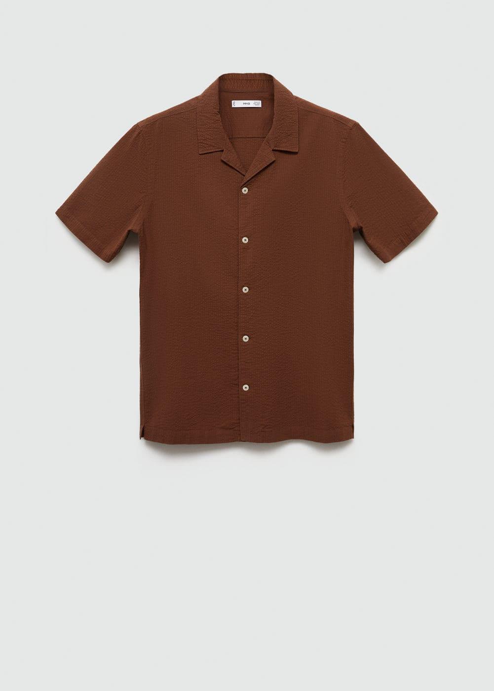 Regular-fit 100% seersucker cotton shirt - Men | MANGO USA Product Image
