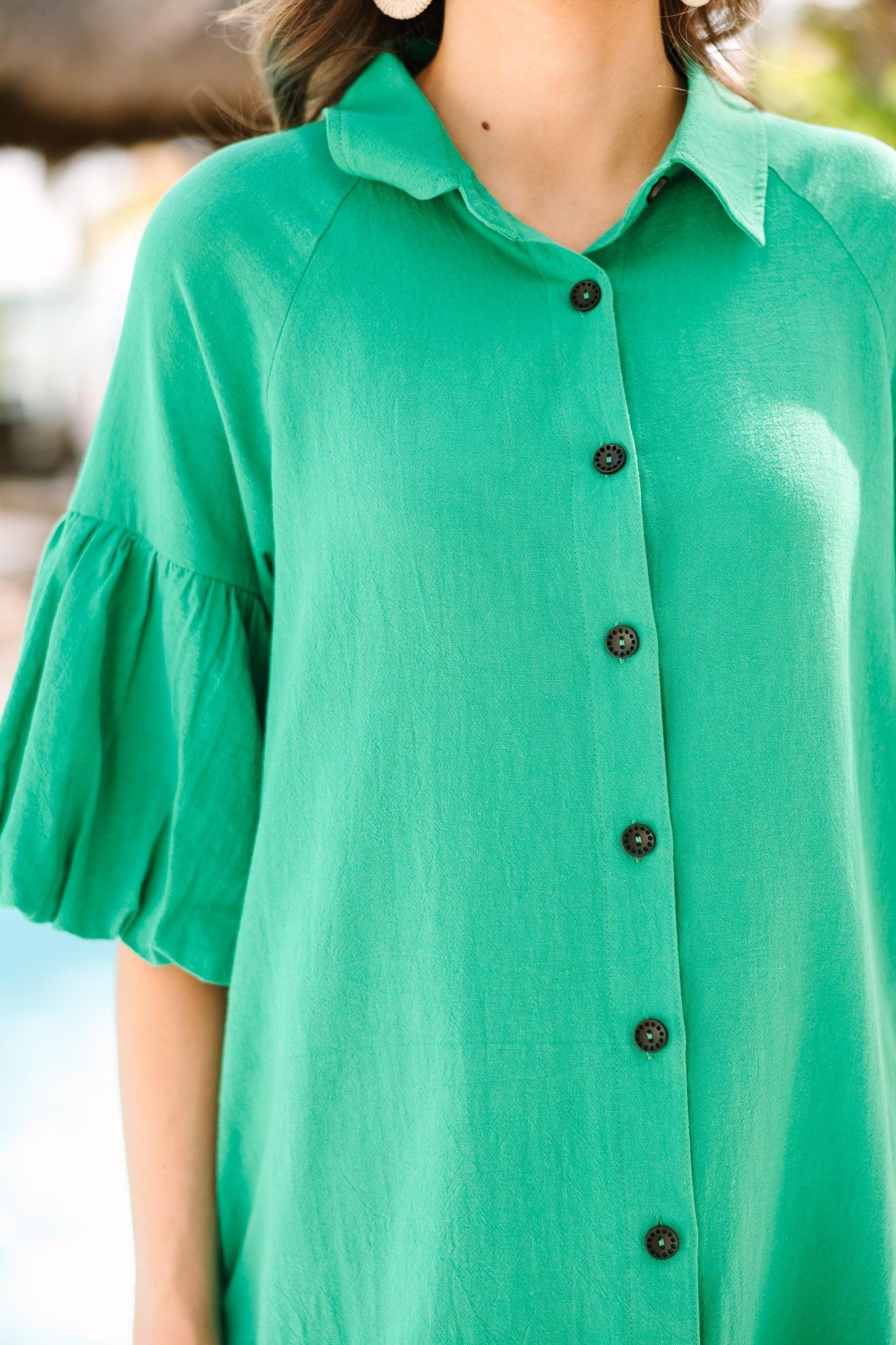 Spring Views Green Button Down Dress Female Product Image