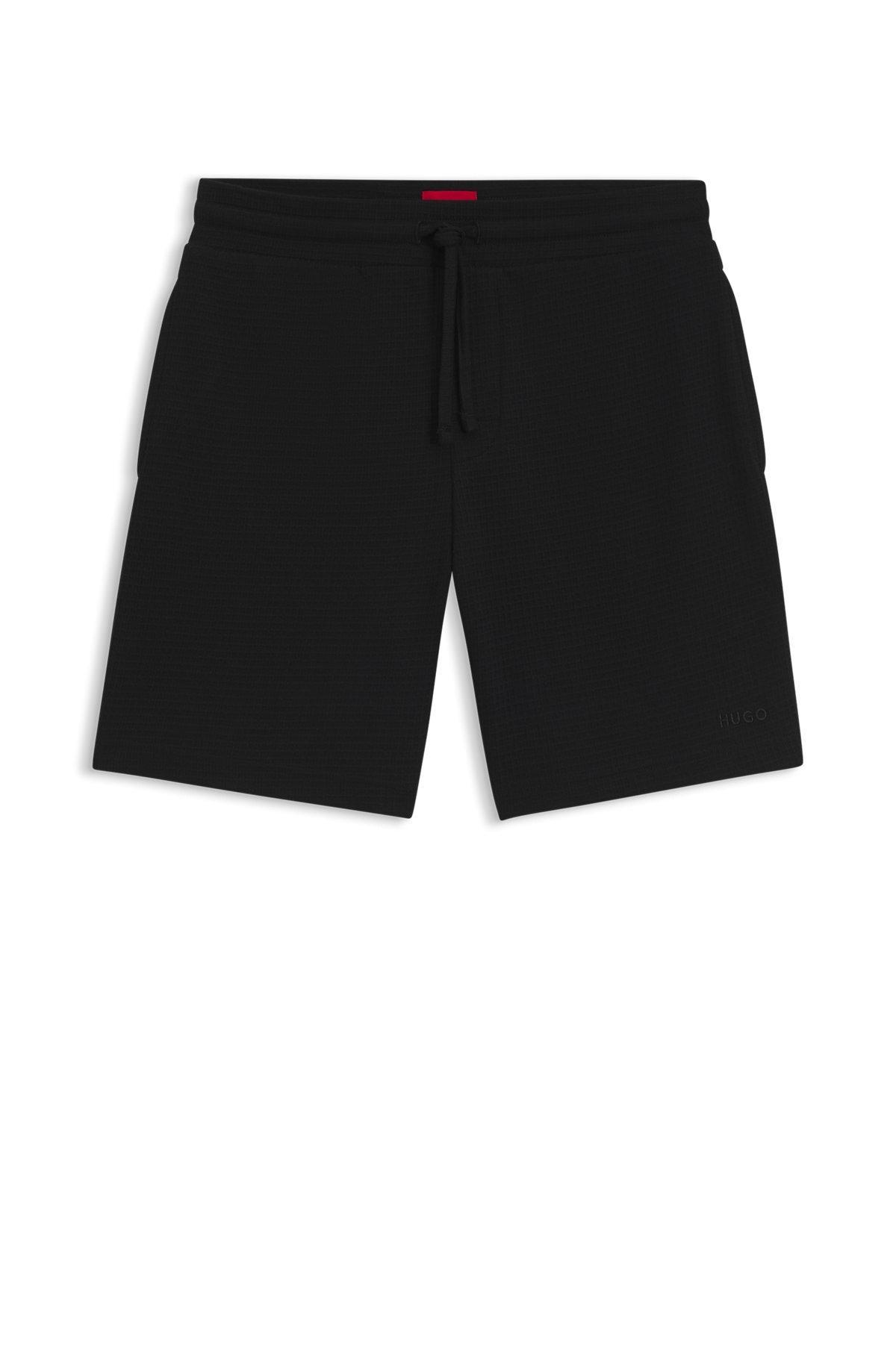 Waffle-structured pajama shorts with embroidered logo Product Image