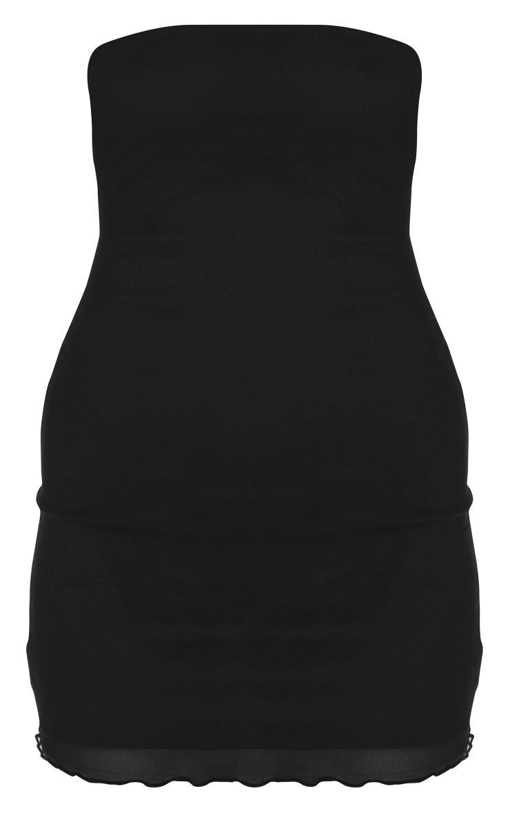 Black Stretch Woven Mesh Panel Detail Bandeau Shift Dress Product Image