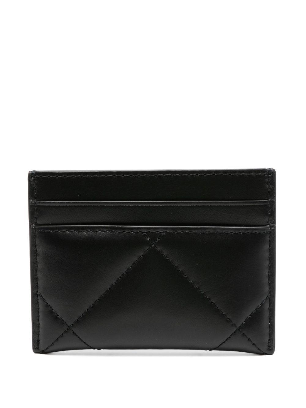 FENDI Brown Card-holder With Squared Ff Motif In Leather And Ff Canvas Man In Ebony Product Image