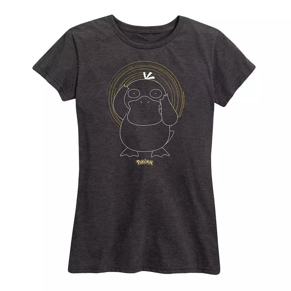 Plus Pokemon Psyduck Spiral Graphic Tee, Womens Heather Grey Product Image
