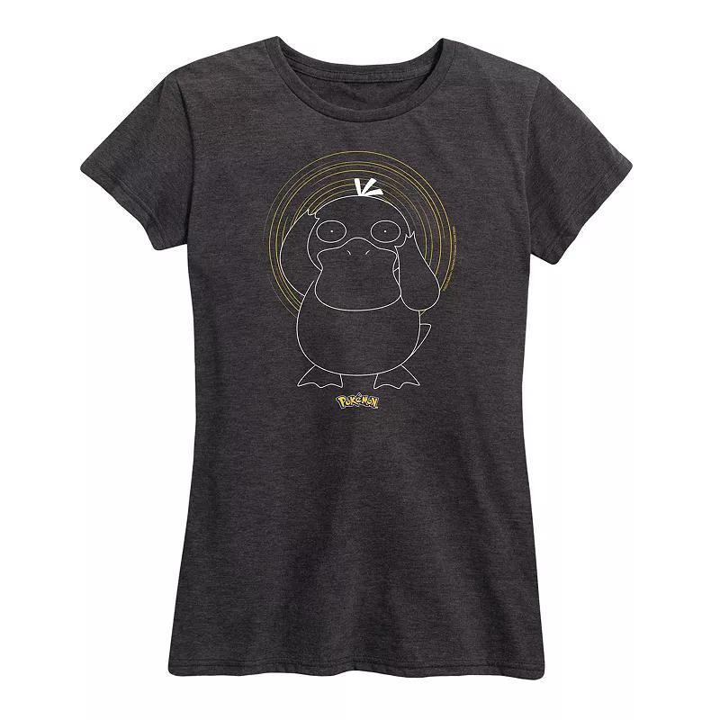 Plus Pokemon Psyduck Spiral Graphic Tee, Womens Heather Grey Product Image