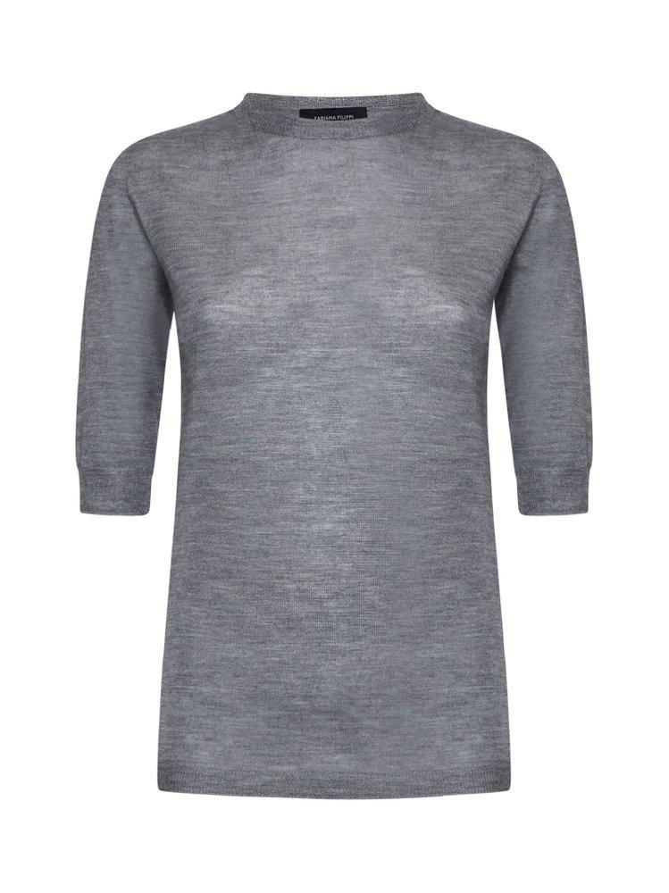 FABIANA FILIPPI Short Sleeved Ribbed Top In Grey Product Image