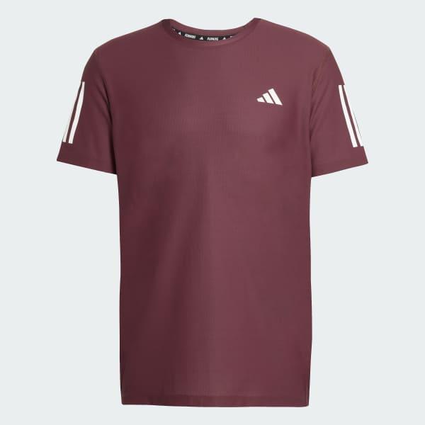 Mens adidas Own The Run Short Sleeve Tee Aurora Red Product Image