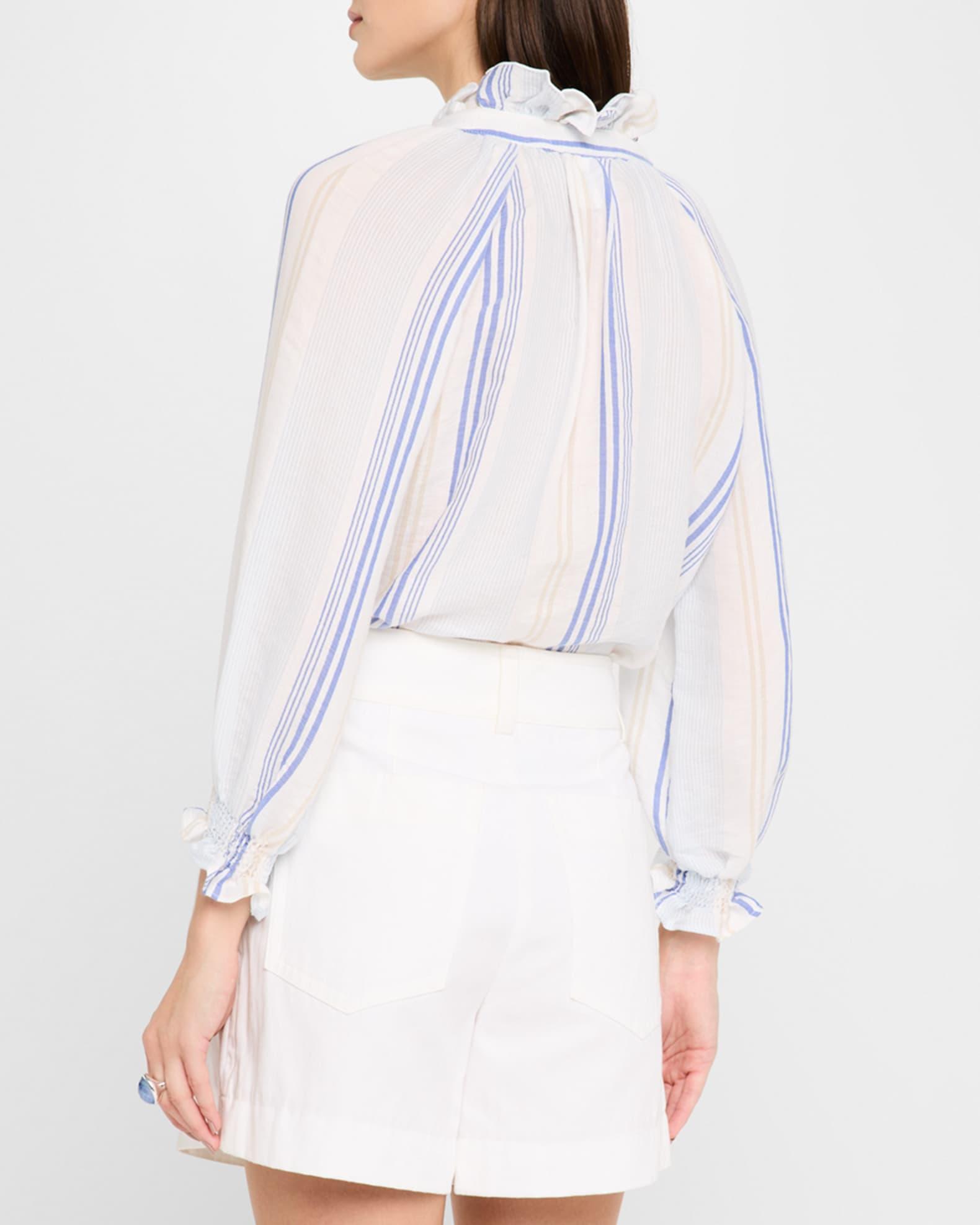 Fiona Striped Raglan-Sleeve Voile Shirt Product Image