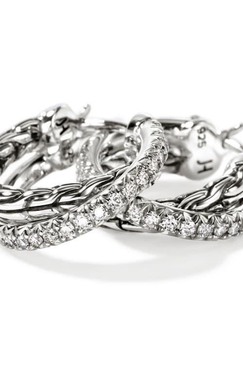 JOHN HARDY Jh Essentials Crossover Hoop Earrings, 15mm In Silver/diamonds Product Image