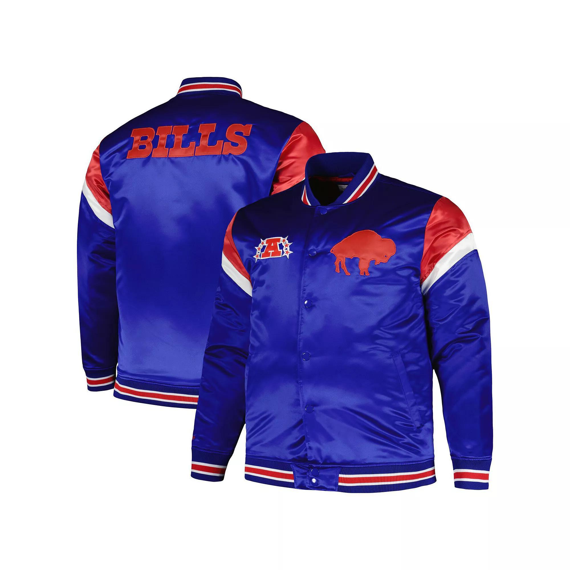 Men's Mitchell & Ness  Royal Buffalo Bills Big & Tall Satin Full-Snap Jacket, Size: 5XB, Blue Product Image