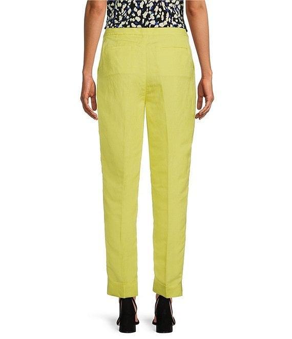 Calvin Klein Linen Blend Mid-Rise Slim Straight Leg Crop Pants Product Image