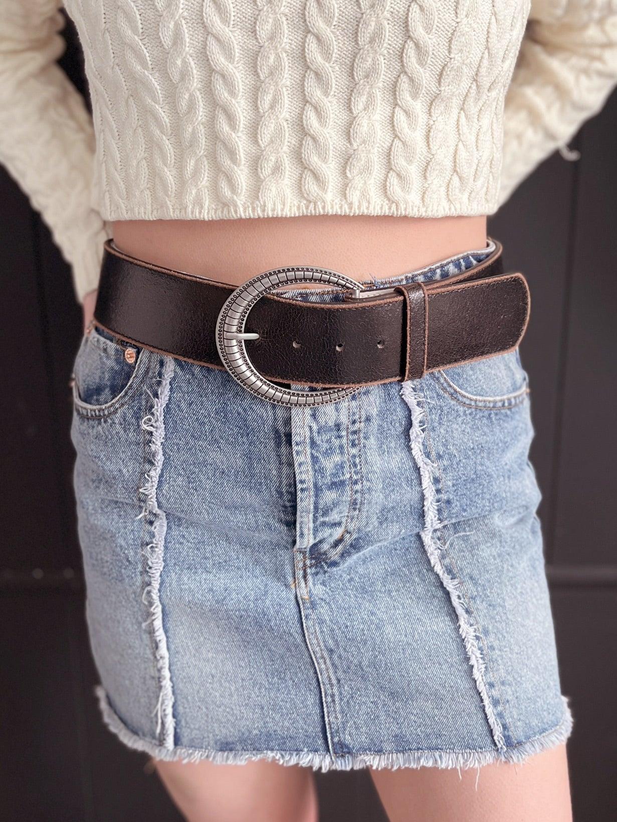 Vintage Wide Distressed Leather Belt Product Image
