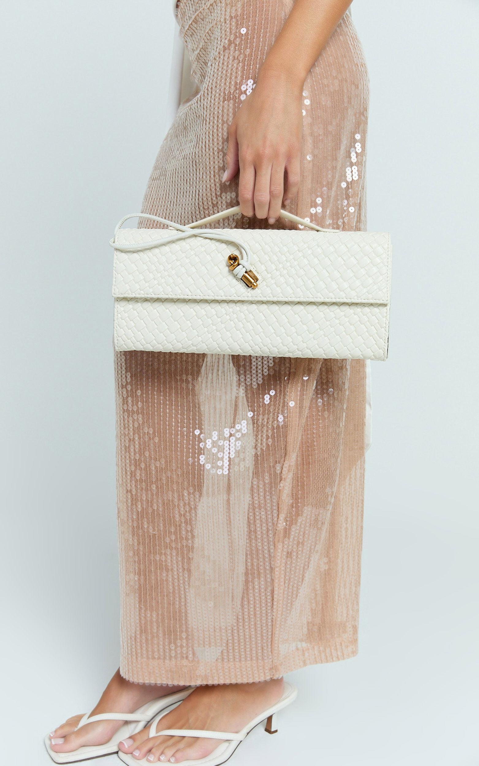 Krizza Bag - Woven Clutch Bag in White Product Image